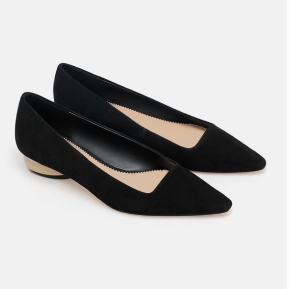 Zara Shoes - ZARA WOODEN HEEL SUEDE LEATHER FLAT